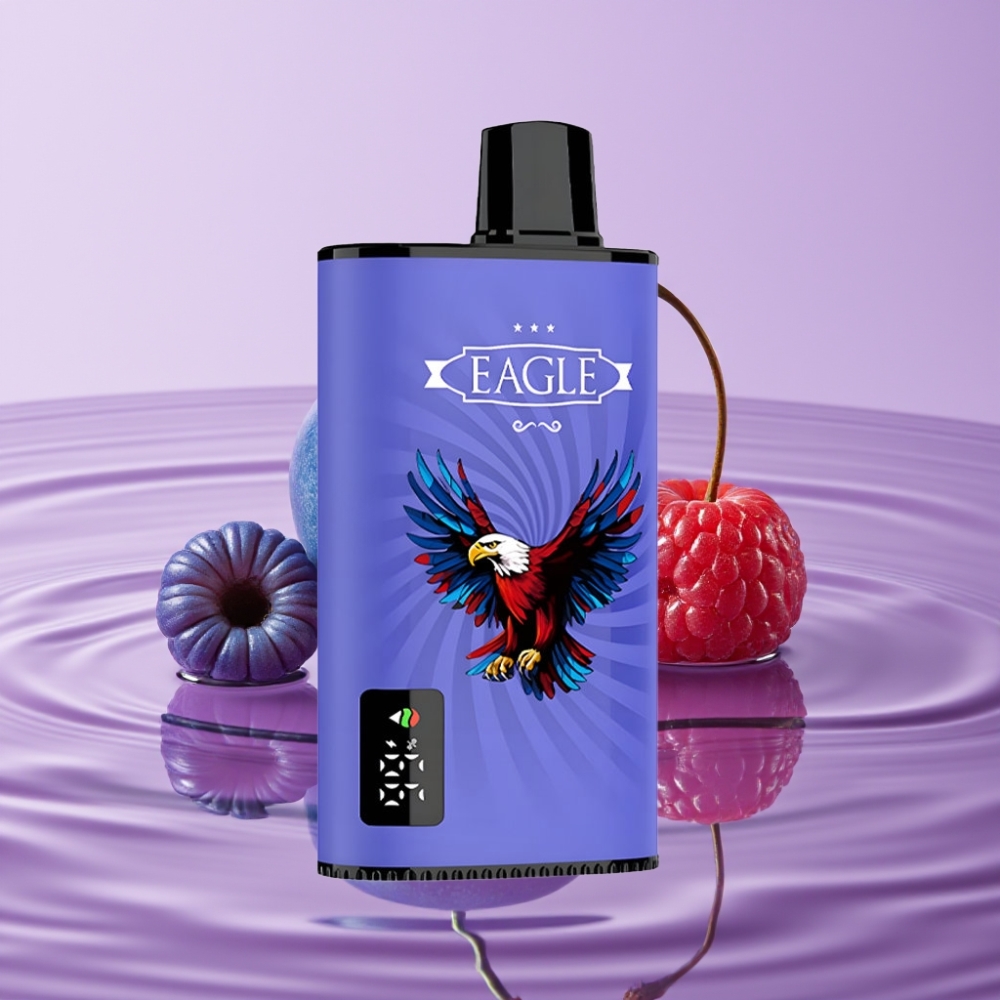 JNR EAGLE Smart 23000 نفحة جهاز تبخير قابل للتخلص منه بنكهة التوت الأزرق والكرز، شاشة رقمية، 25مل، 2 نيكوتين
