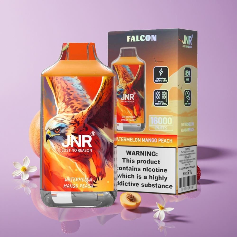 JNR Falcon 16000 Puffs - بطيخ مانجو خوخ - 22مل 850مللي أمبير شاشة LED