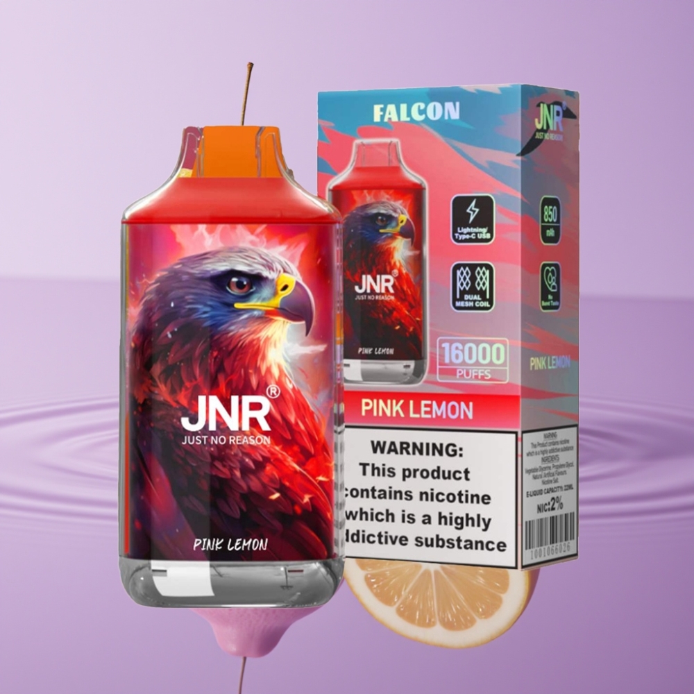 JNR Falcon 16000 Puffs بنكهة الليمون الوردي - 850mAh، 22ml، شاشة LED