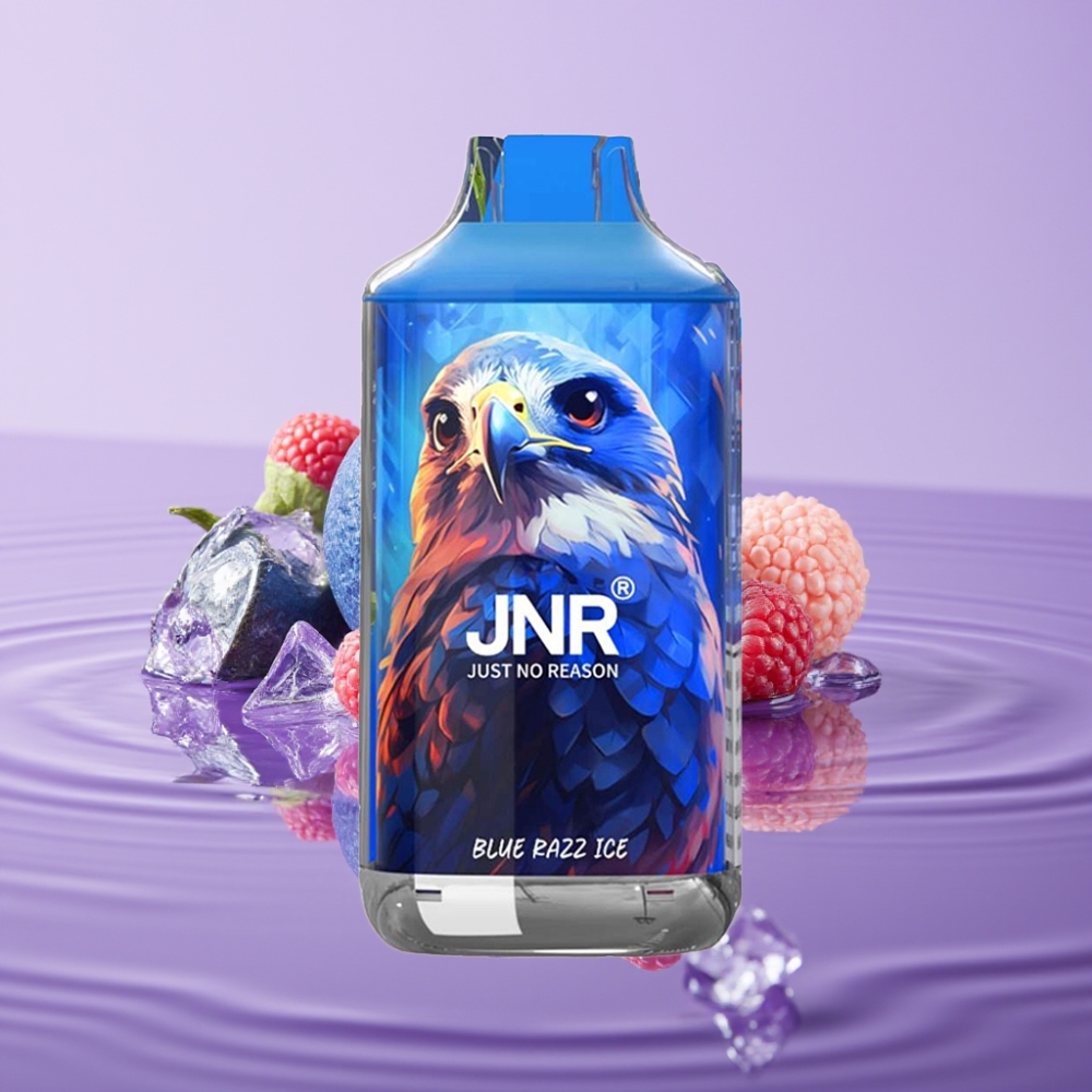 JNR Falcon 16000 Puffs تبغ إلكتروني - توت أزرق مثلج، 22مل، شاشة LED، شحن Type C