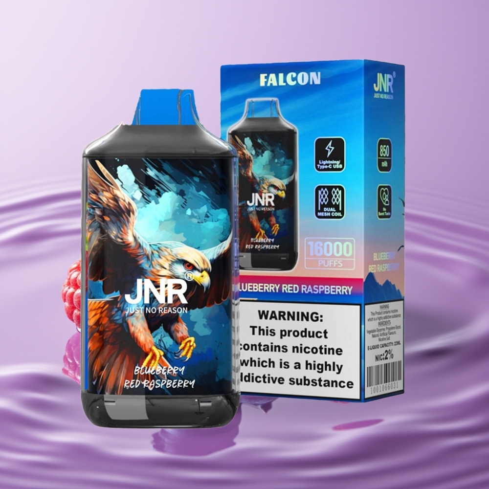 JNR Falcon 16000 Puffs توت أزرق وتوت أحمر - 850mAh، 22مل، شاشة LED