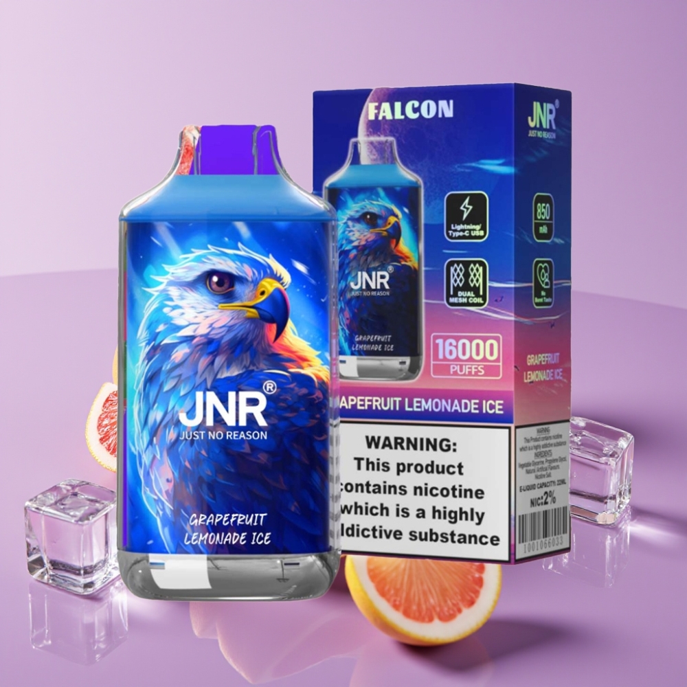 JNR Falcon 16000 Puffs جرافة ليمون بالنعناع 850mAh 22ml Dual Mesh