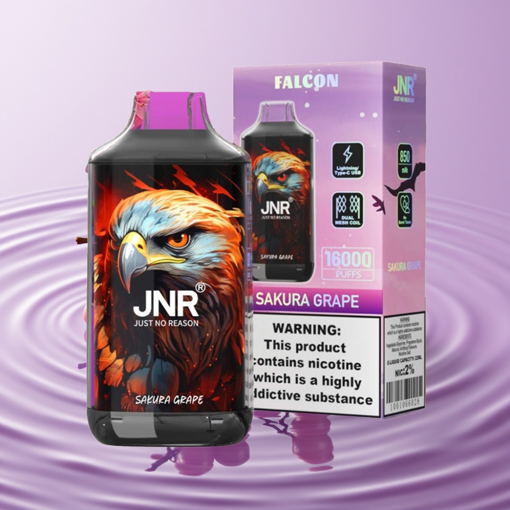 JNR Falcon 16000 Puffs ساكورا عنب - 22مل/850مللي أمبير/شاشة ذكية