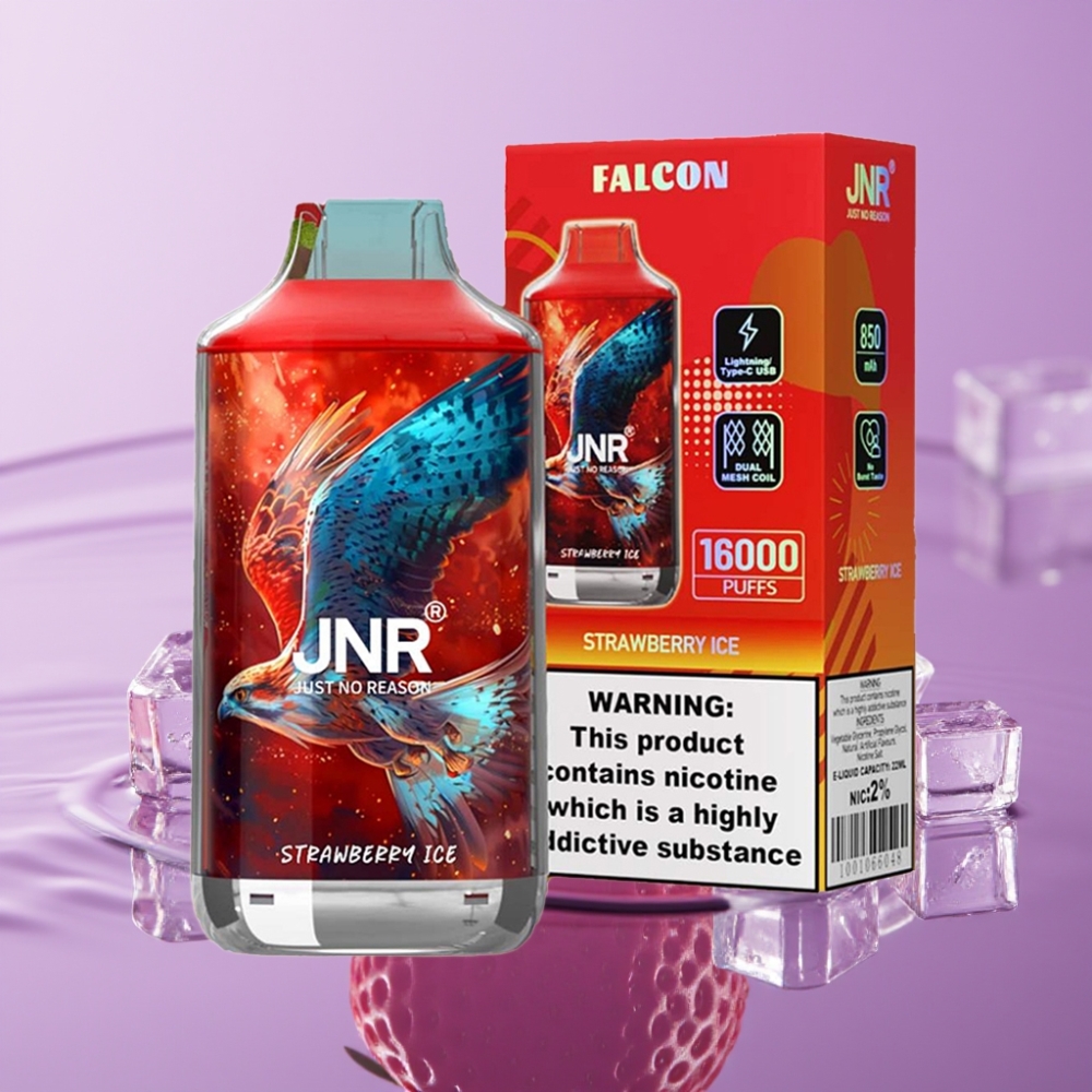 JNR Falcon 16000 Puffs فراولة آيس - 850mAh، 22مل، شاشة LED