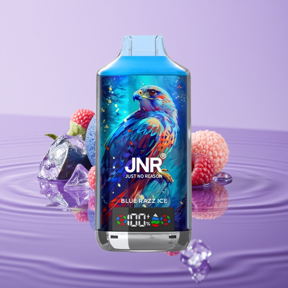 JNR Falcon X 18000 Puffs عبوة تبخير واحدة بنكهة التوت الأزرق الجليدي بشاشة رقمية وشحن نوع-C