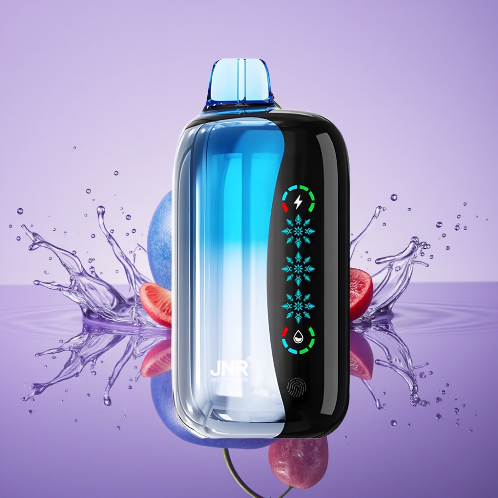 JNR Flex Ice 21000 نفخة سيجارة إلكترونية ذات استخدام لمرة واحدة - انفجار الكرز الأزرق، شاشة لمس، 26مل، 12 أوم