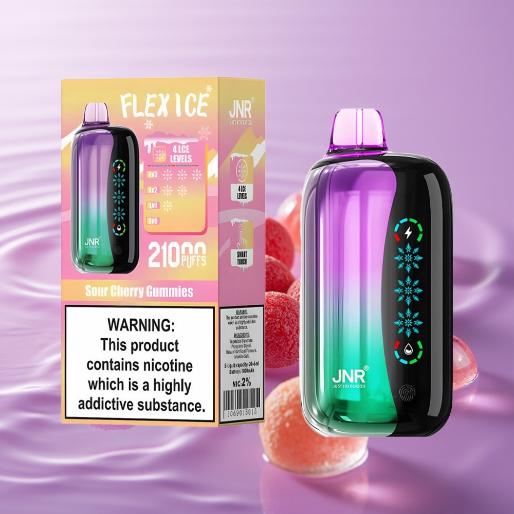 JNR Flex Ice 21000 نَفث، نكهة كرز حامض، شاشة لمس، 26مل، 12 أوم