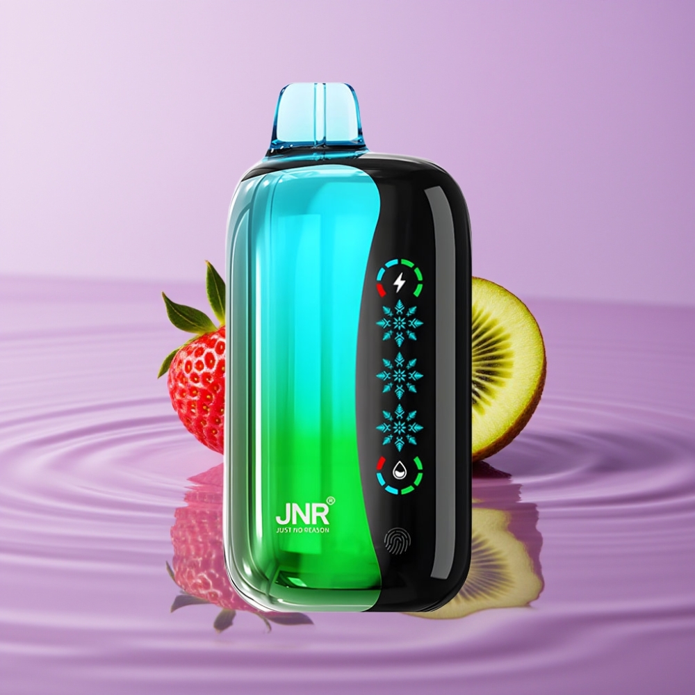 JNR Flex Ice 21000 نَفثات سيجارة إلكترونية فراولة كيوي، 26 مل، شاشة لمس، 12 أوم