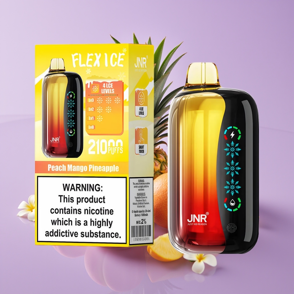 JNR Flex Ice 21000 نَفثس، خوخ مانجو أناناس، شاشة لمس، 26مل، 12 أوم