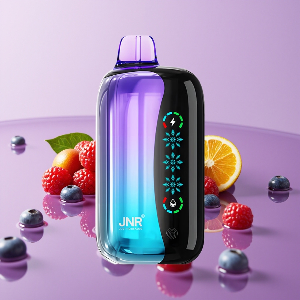 JNR Flex Ice 21000 نَفَثات سيجارة إلكترونية قابلة للتصريف بنكهة التوت المختلط - 26مل سائل، شاشة لمس، 12 أوم