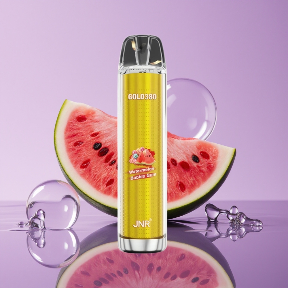 JNR Gold380 6000 نفث - علبة سجائر فقاعية بطيخ، 6000 نفث، 1500 مللي أمبير، 13 مل
