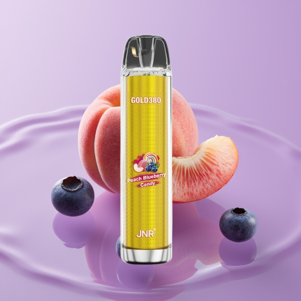 JNR Gold380 6000 نفث سجارة إلكترونية خوخ وعنب أزرق - 6000 نفث، 1500 مللي أمبير، 13 مل