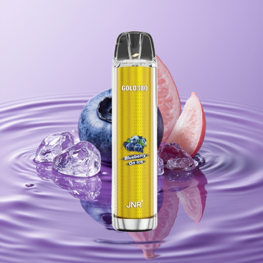 JNR Gold380 6000 نفث سيجارة إلكترونية ذات استعمال وحيد بنكهة التوت الأزرق المثلج - 1500mAh/10ohm/13ml