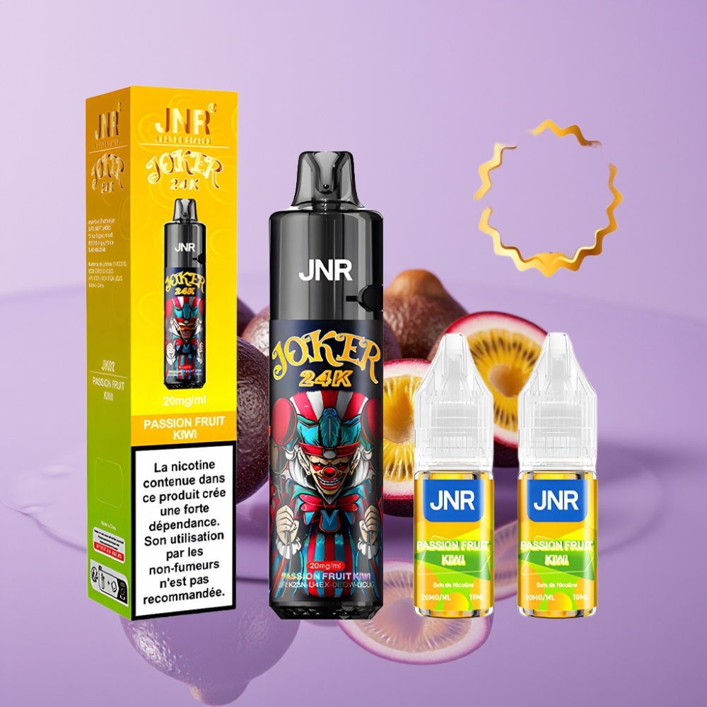 JNR Joker 24000 Puffs Disposable Vape فاكهة العاطفة والكيوي - 2+10مل، 800 مللي أمبير، شحن Type-C