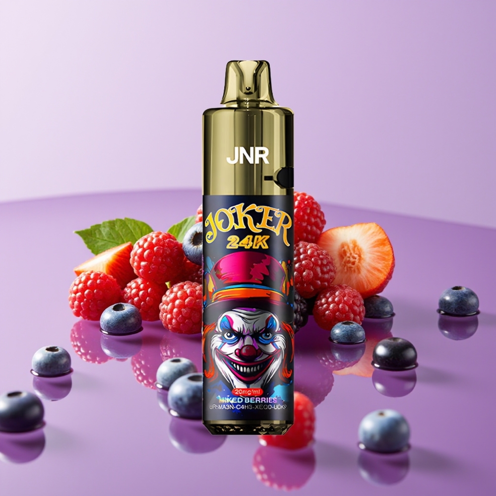 JNR Joker 24000 Puffs للتبخير الفوري - 2+10مل، بطارية 800 مللي أمبير، توت مشكل