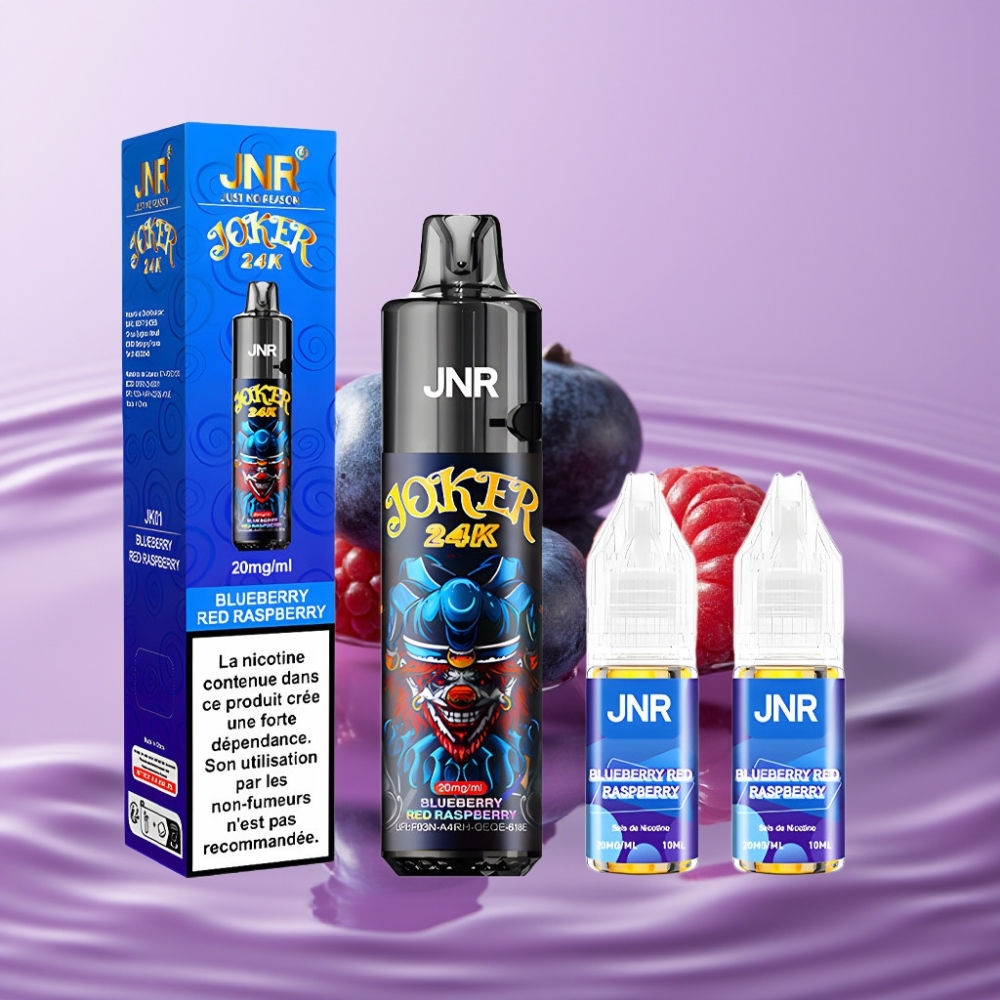 JNR Joker 24K Puffs Disposable Vape توت أزرق وتوت أحمر - 2 نيكوتين، 800mAh، شحن Type-C