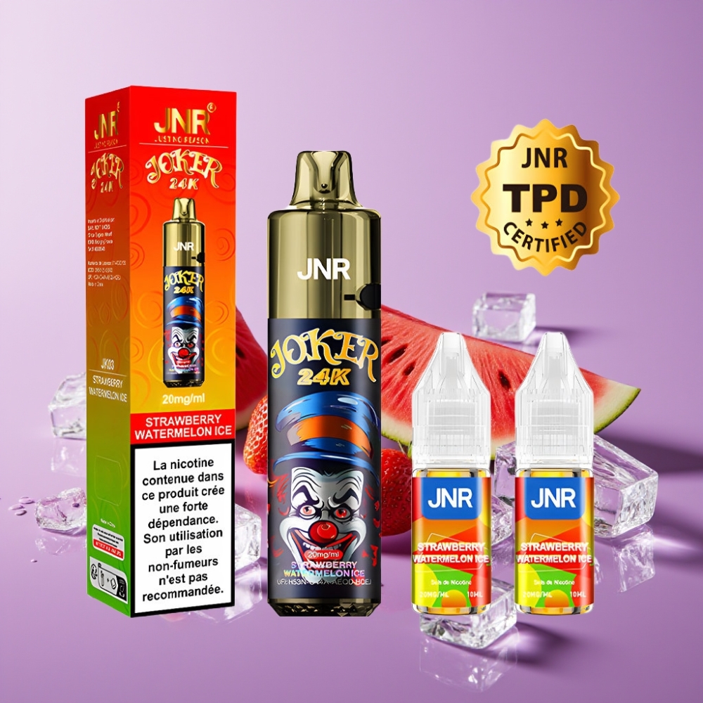 JNR Joker 24K Puffs Disposable Vape فراولة بطيخ مثلج - 2+10مل، 800mAh، 24000 نفث
