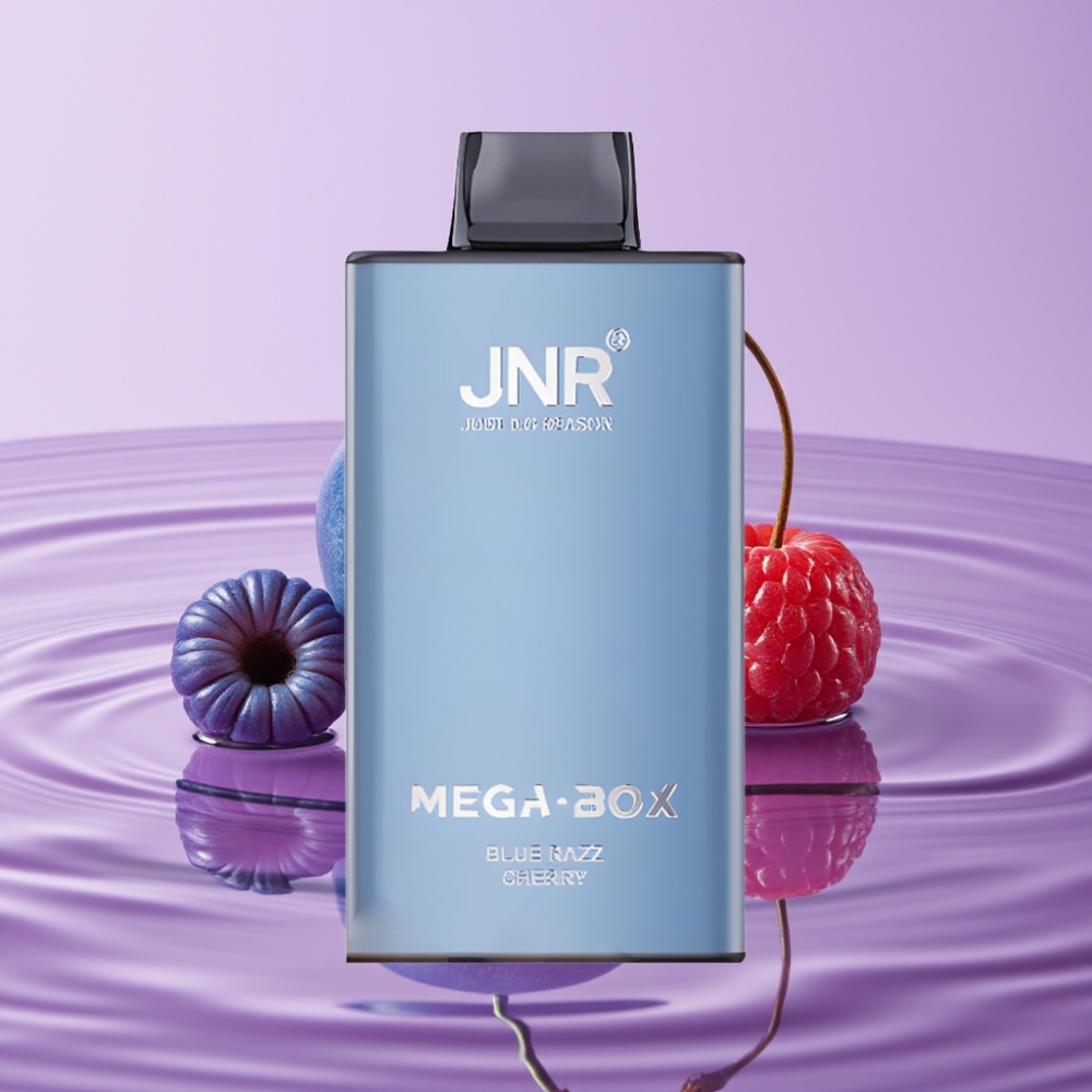 JNR Mega Box 25000 نفخة تبخير يستعمل لمرة واحدة بنكهة التوت الأزرق والكرز - 30مل، 850ملي أمبير، شحن نوع سي