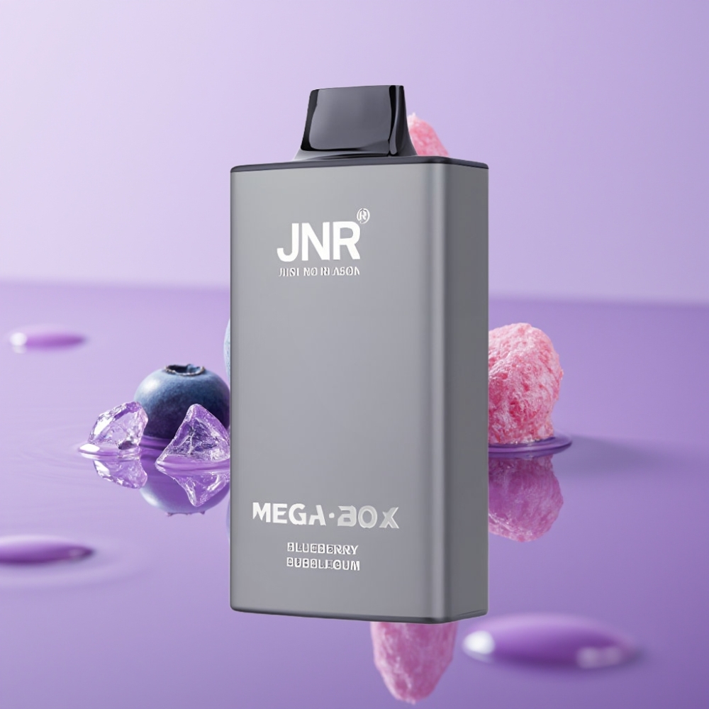 JNR Mega Box 25000 نفخة جهاز تبخير قابل للرمي - توت أزرق علكة، 30مل سائل، 850 مللي أمبير
