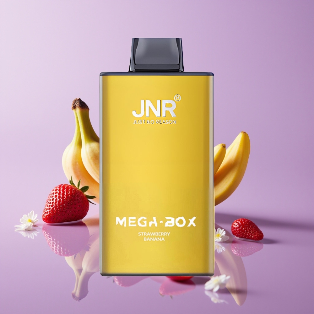 JNR Mega Box 25000 نفخة فيب قابل للتصريف بنكهة الفراولة والموز - 30مل، 850مللي أمبير، شحن نوع-C