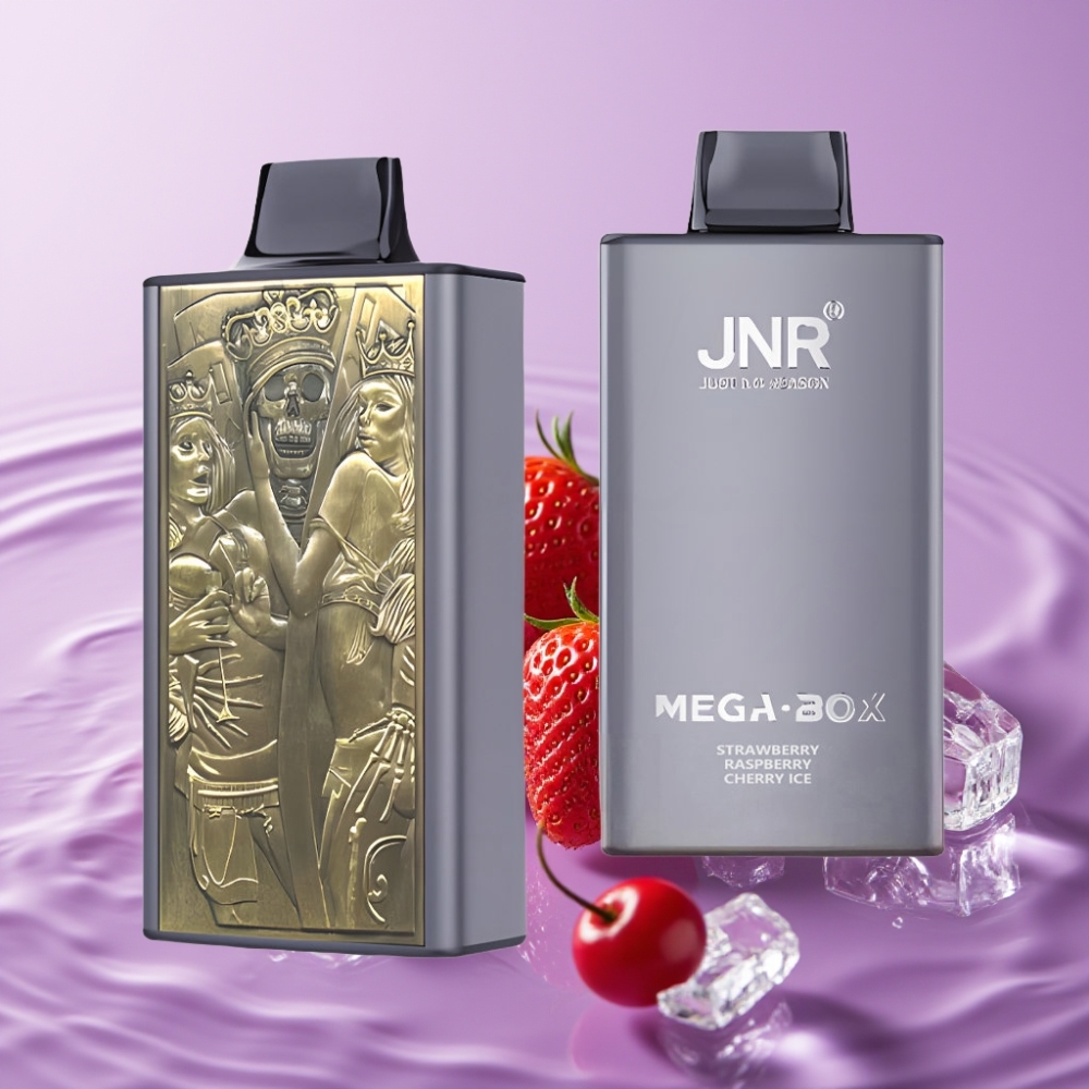 JNR Mega Box 25000 نَفخة جهاز تبخير قابل للاستعمال مرة واحدة بنكهة الفراولة والتوت والكرز المثلج - 30مل سعة