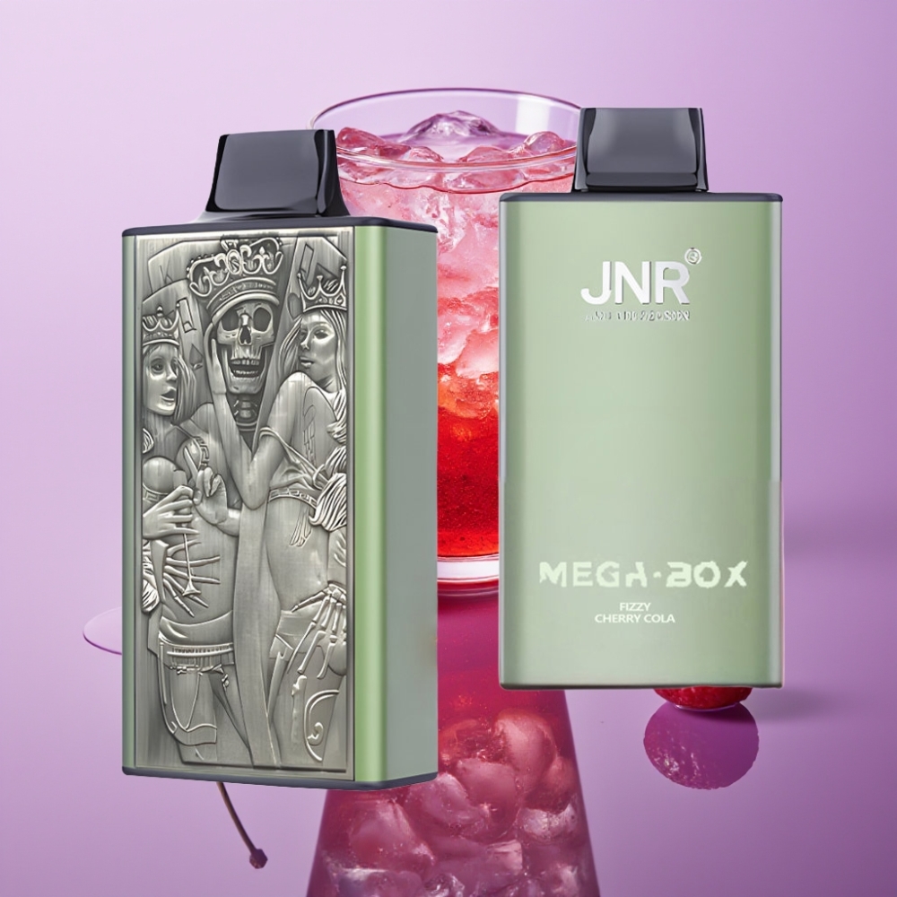 JNR Mega Box 25000 نَفخة فيب قابل للتصريف - كرز كولا غازي، 30مل سعة، شحن سريع Type-C