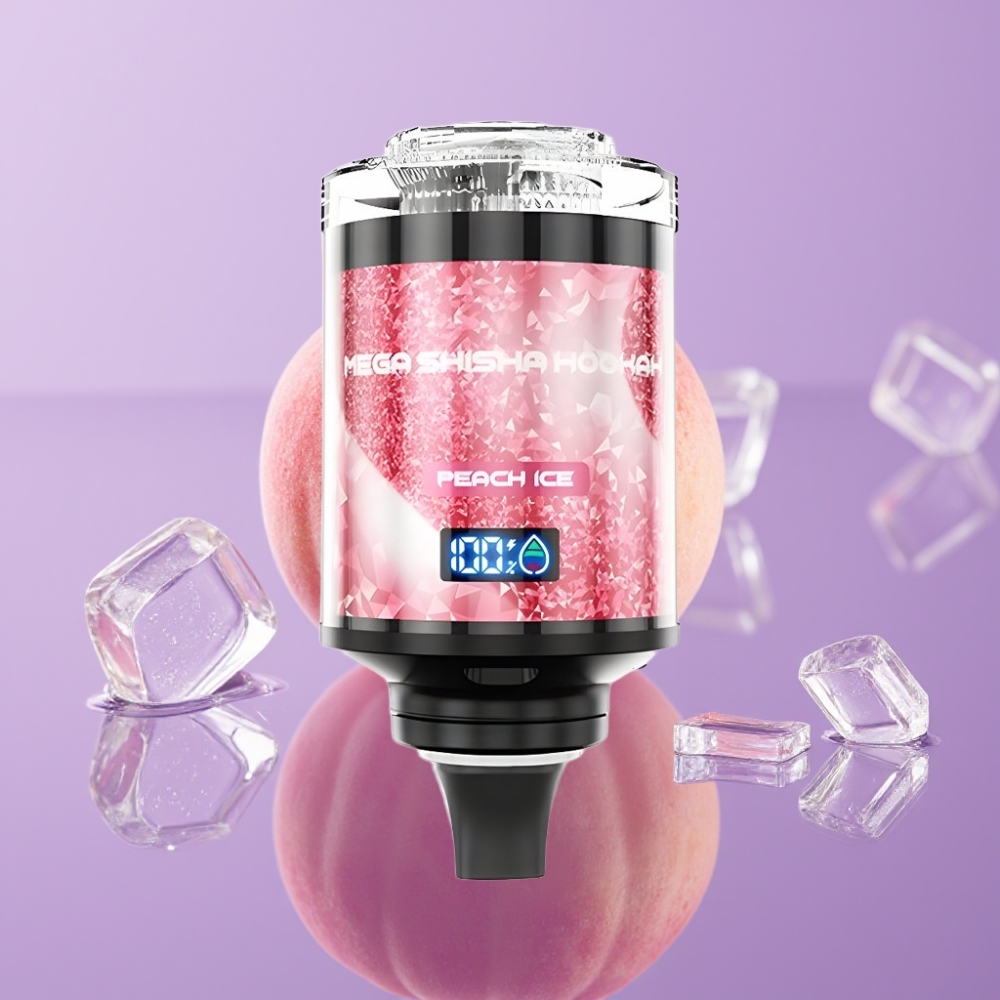 JNR Mega Shisha Hookah 100K نفخة، شاشة ذكية، 2200mAh - آيس كريم خوخ