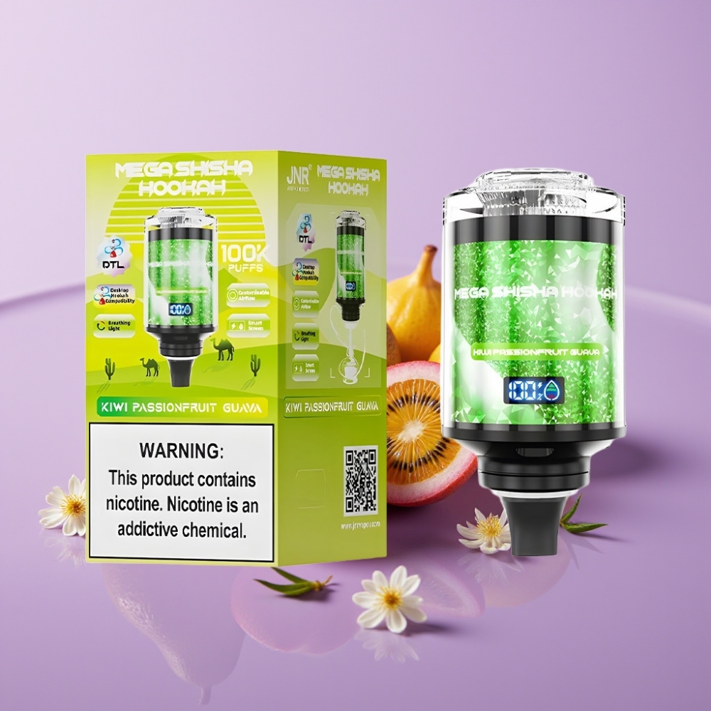 JNR Mega Shisha Hookah 100K نفخة، شاشة ذكية، 2200mAh - كيوي باشن فروت جوافة