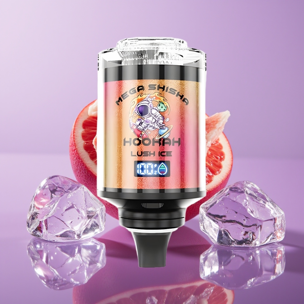 JNR Mega Shisha Hookah توافق مع سطح المكتب - لوش آيس - 100000 نفخة، 60 مل، شاشة ذكية