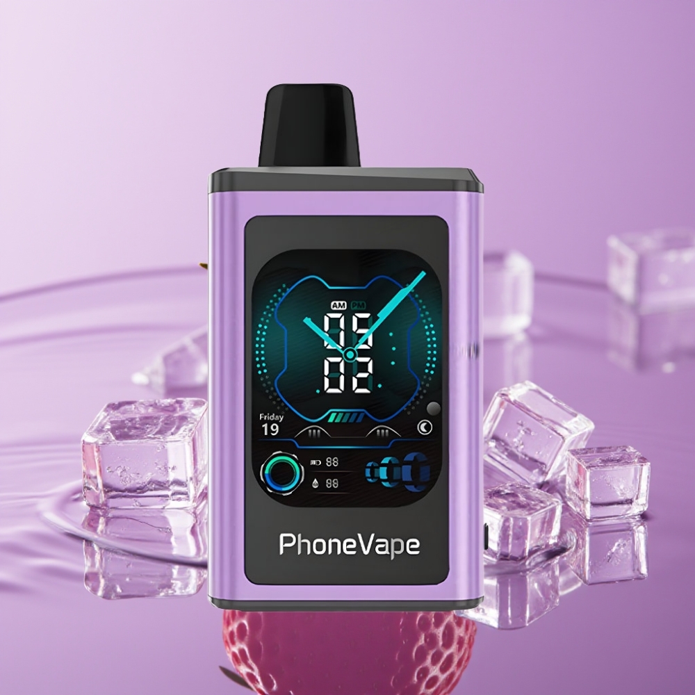 JNR PhoneVape 30000 نفث ستروبيري آيس - بطارية 850mAh، شاشة كاملة، تحكم بالتطبيق