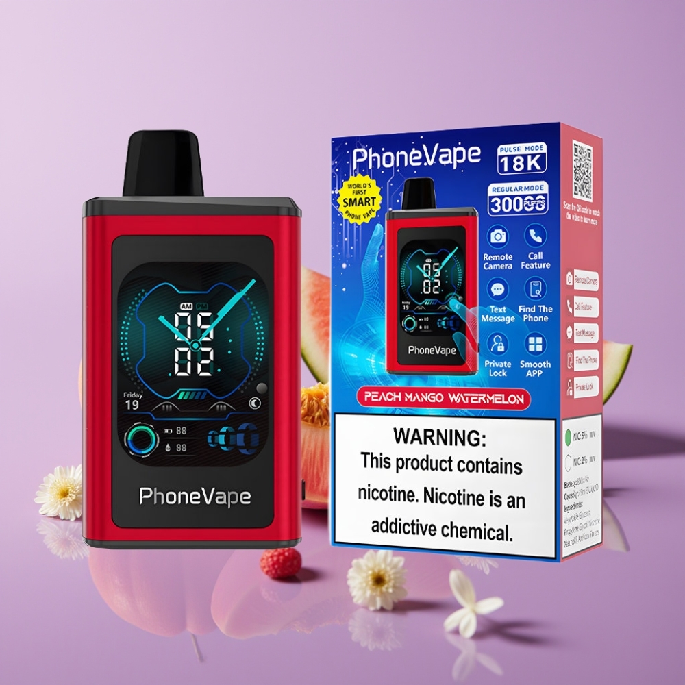 JNR PhoneVape 30000 نفخة جهاز تبخير قابل للشحن ببطارية 850mAh ونكهة خوخ مانجو بطيخ
