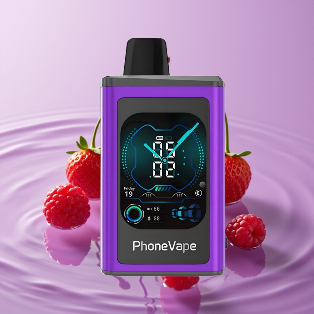 JNR PhoneVape 30000 نفخة سحبة إلكترونية قابلة لإعادة الشحن بطارية 850mAh نوع C كرزي فراولة توت