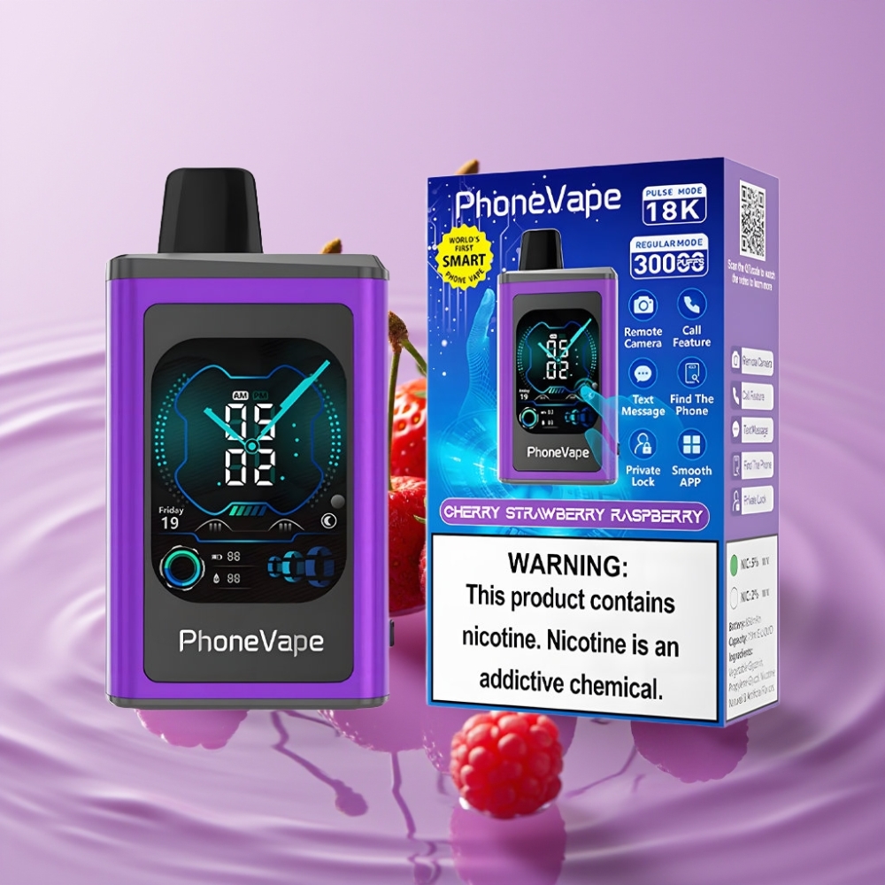 JNR PhoneVape 30000 نفخة سحبة إلكترونية قابلة لإعادة الشحن بطارية 850mAh نوع C كرزي فراولة توت