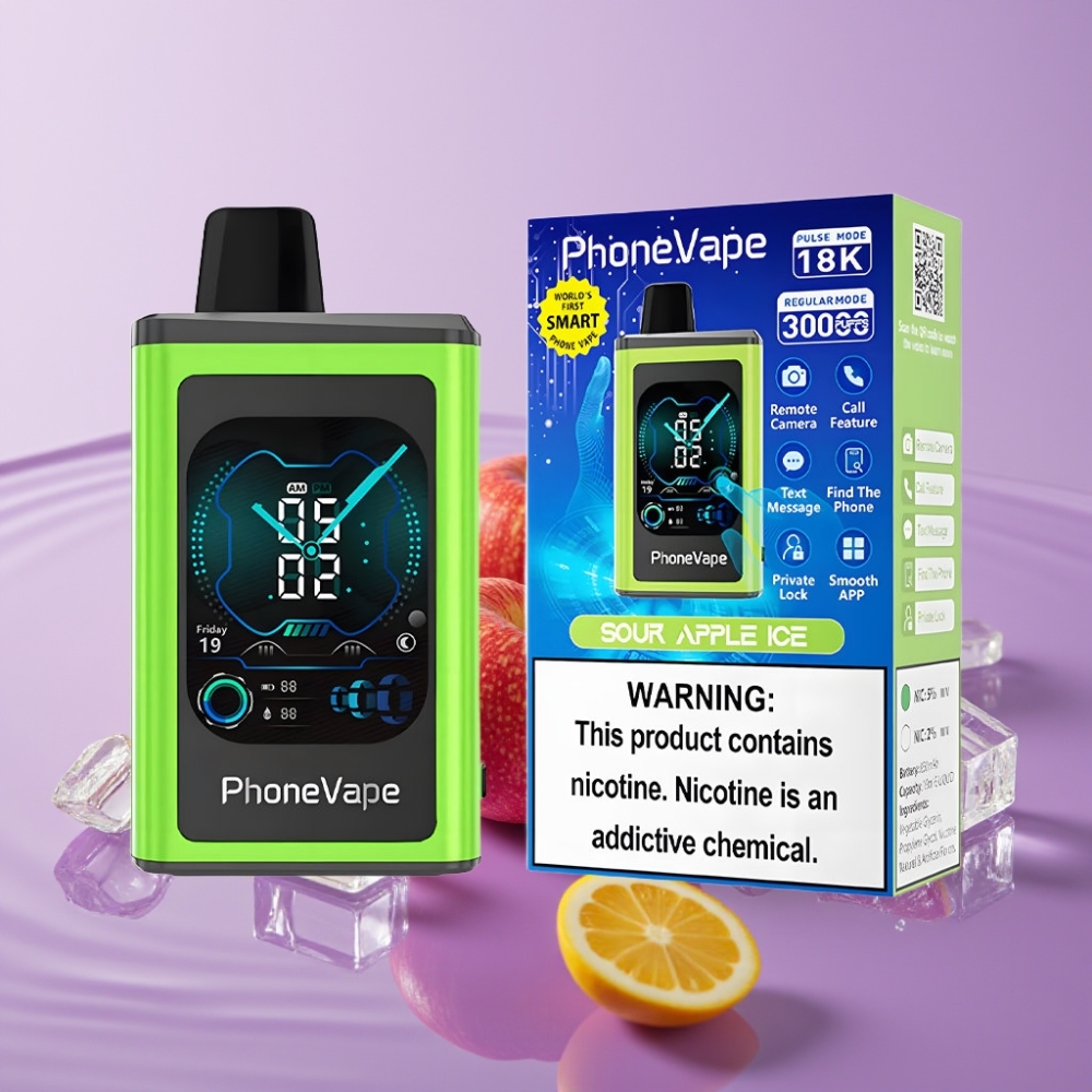 JNR PhoneVape 30000 نفخة سور أبل آيس - شاشة كاملة، بطارية 850mAh، Type-C