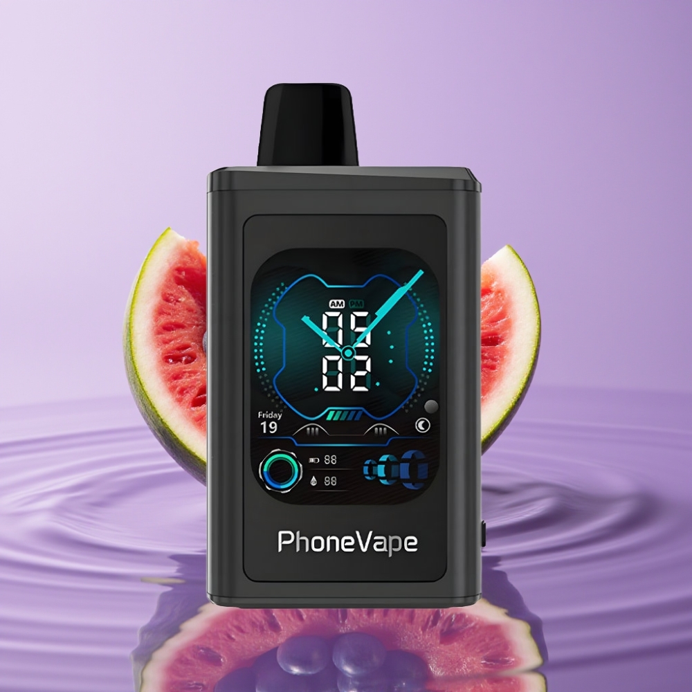 JNR PhoneVape 30000 نفخة شيشة إلكترونية قابلة لإعادة الشحن بطارية 850mAh بلوبيري وبطيخ