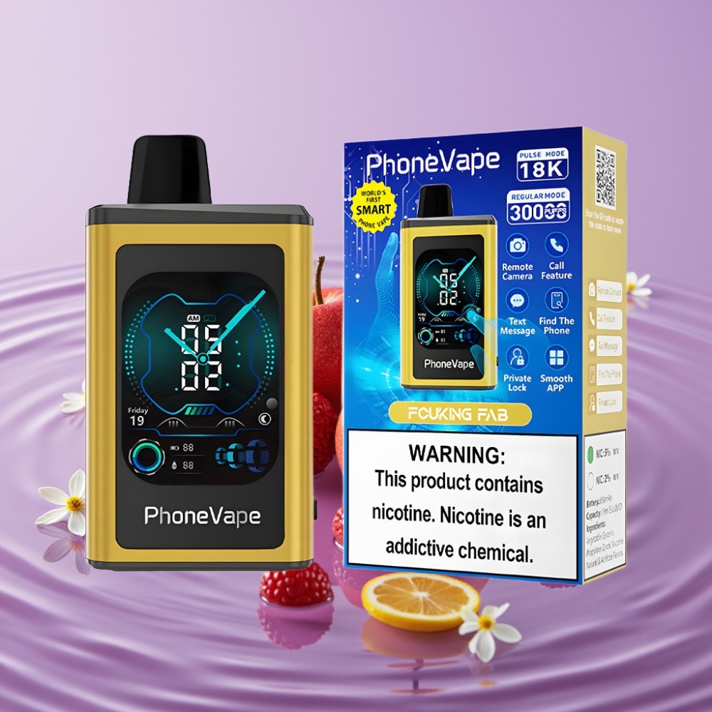 JNR PhoneVape 30000 نَفخة سيجارة إلكترونية قابلة لإعادة الشحن مع شاشة كاملة وفلتر هواء قابل للتعديل وبطارية 850mAh نكهة Fucking Fab
