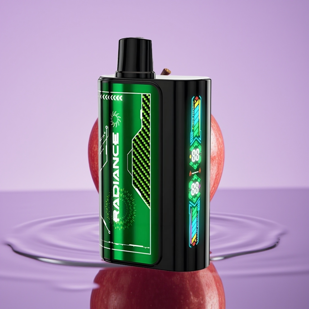 JNR Radiance 31000 نفخة تبخير قابل للتصرف بنكهة التفاح المزدوج - 28مل، شاشة ذكية، بطارية 950 مللي أمبير