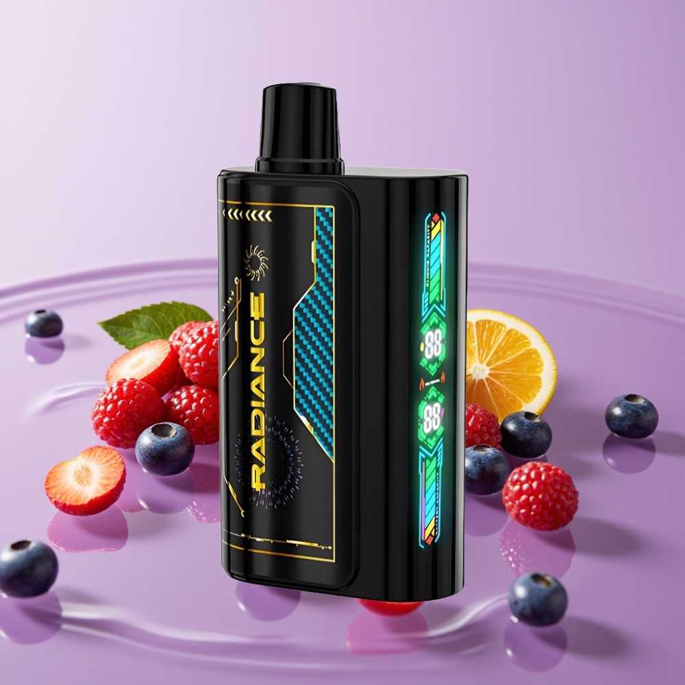 JNR Radiance 31000 نفخة تبخير قابل للتصريف بنكهة التوت المختلط - شاشة ذكية، 28مل، بطارية 950 مللي أمبير