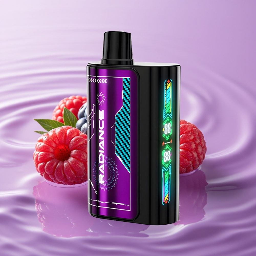 JNR Radiance 31000 نفخة جهاز تبخير لمرة واحدة - 28مل، شاشة ذكية، بطارية 950 مللي أمبير - توت أزرق حمضي توت العليق