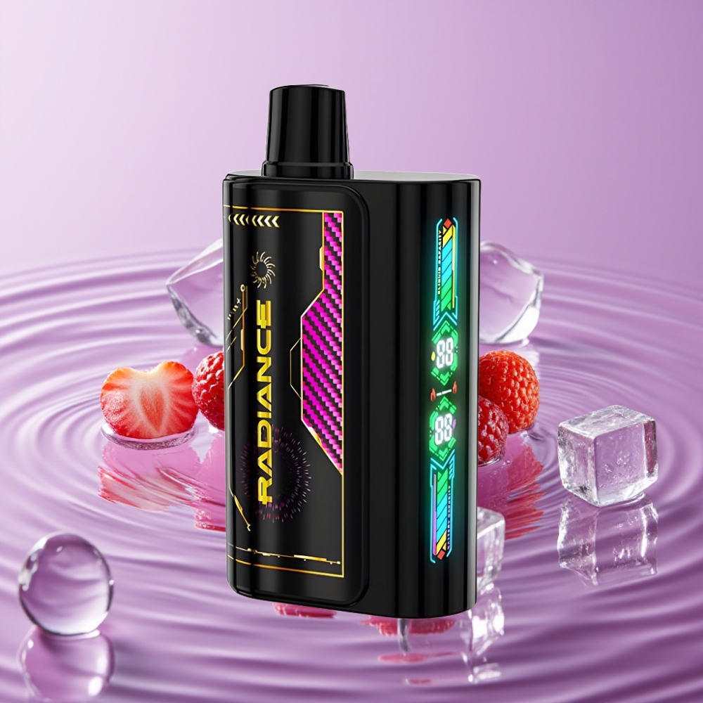 JNR Radiance 31000 نفخة فايب قابل للتصريف بنكهة الفراولة آيس - 28مل، شاشة ذكية، بطارية 950 مللي أمبير