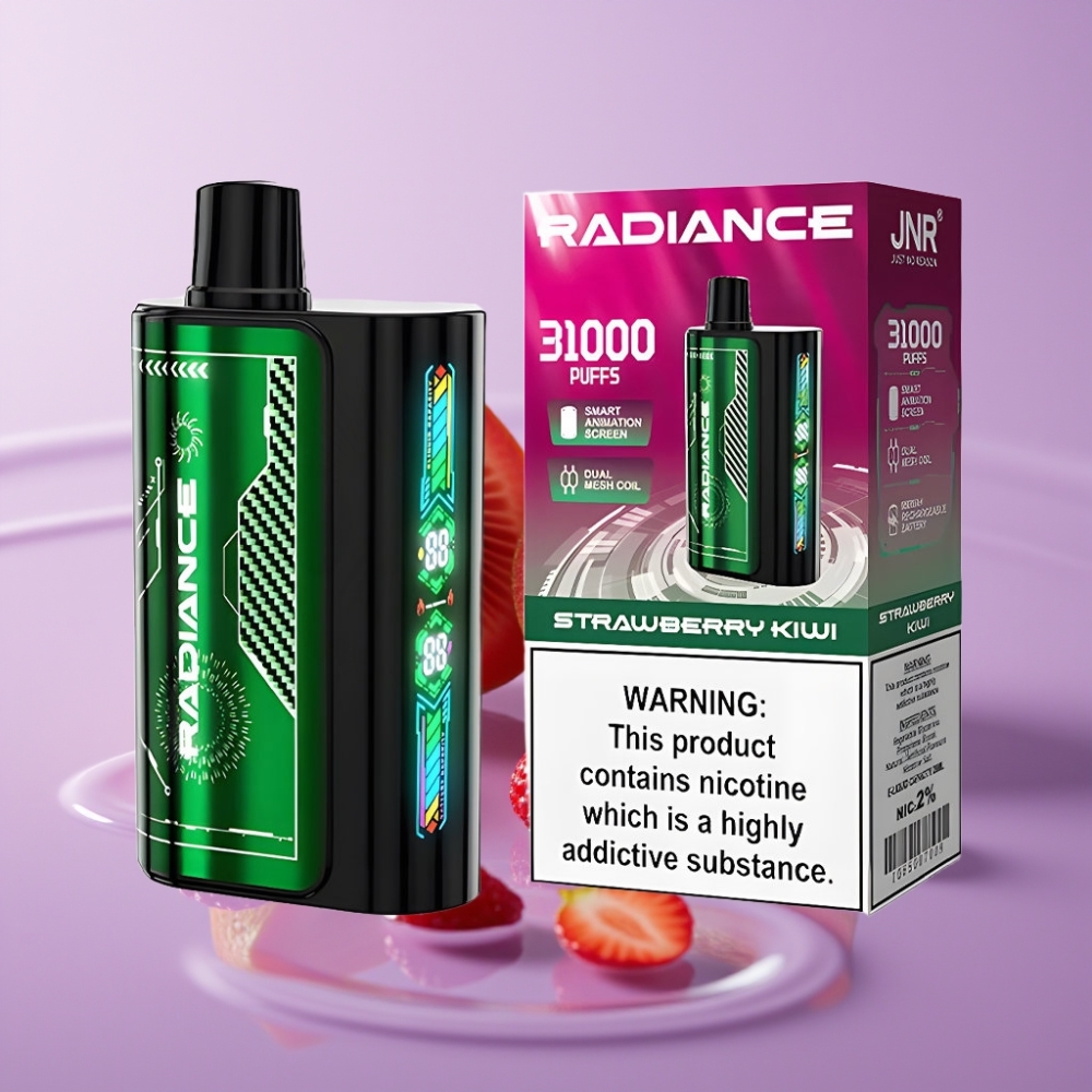 JNR Radiance 31000 نفخة فيب قابل للتصريف - فراولة كيوي، شاشة ذكية، بطارية 950 مللي أمبير