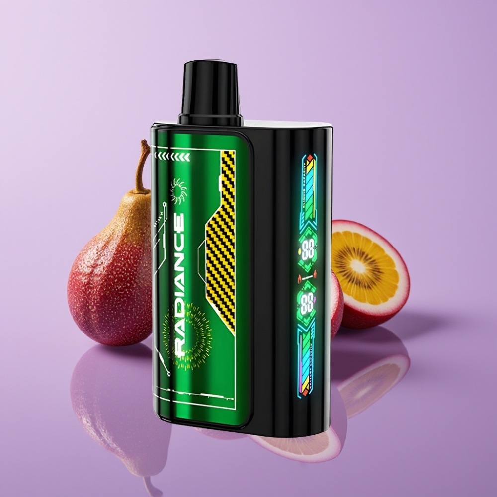 JNR Radiance 31000 نَفثات بخار قابل للتخلص منه فاكهة العاطفة والكيوي - 28مل، شاشة ذكية، بطارية 950 مللي أمبير