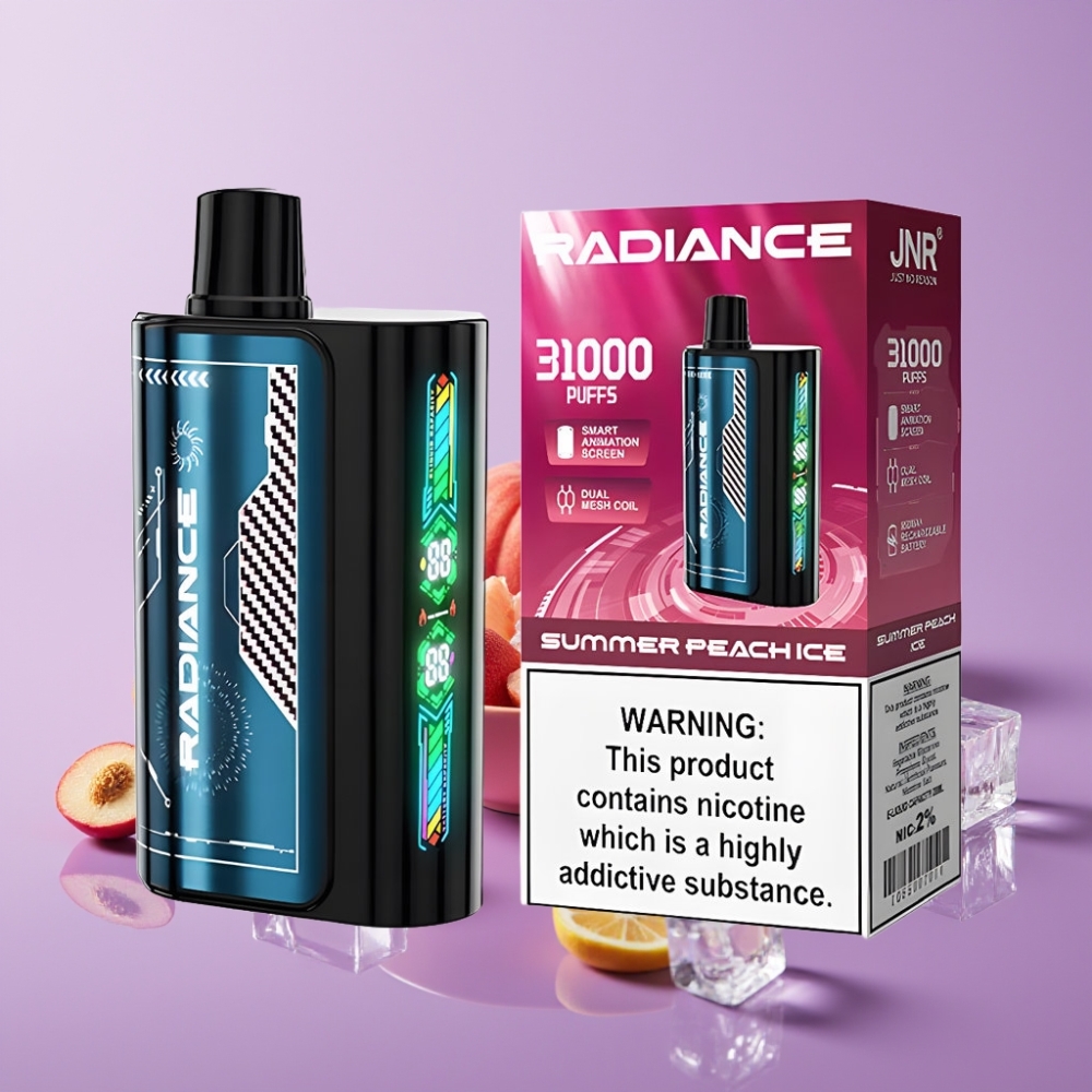 JNR Radiance 31000 نَفَثَات سيجارة إلكترونية طراز SUMMER PEACH ICE بنكهة الخوخ الصيفي المثلج