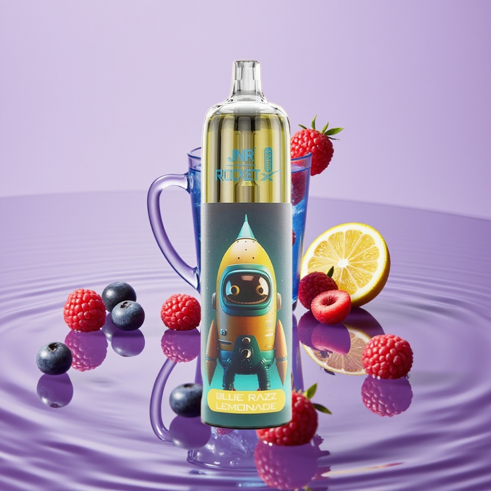JNR Rocket-X 12400 نفث سيجارة إلكترونية ذات استخدام لمرة واحدة بنكهة توت أزرق بلمونادة مع تدفق هواء قابل للتعديل