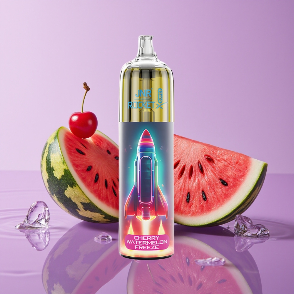 JNR Rocket-X 12400 نفث علبة إلكترونية لمرة واحدة بنكهة الكرز والبطيخ المجمد - 25 مل، شحن Type-C، 850 مللي أمبير