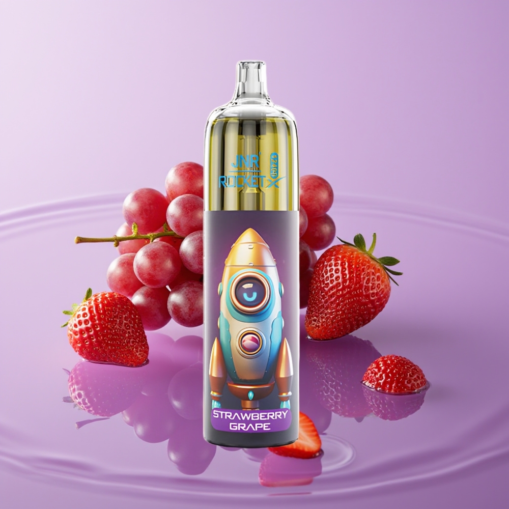 JNR Rocket-X 12400 نَفَثات شيشة إلكترونية فراولة عنب - تدفق هواء قابل للتعديل، 850 مللي أمبير، شحن نوع-C