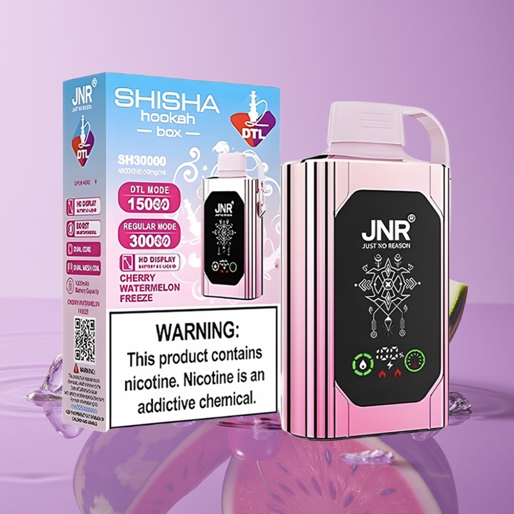 JNR Shisha Hookah Box 20500 Puffs - شيري بطيخ مثلج - شاشة HD - 25مل - شحن Type-C