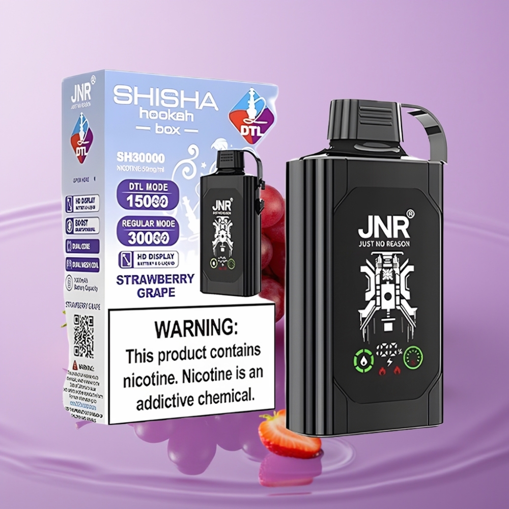 JNR Shisha Hookah Box 20500 Puffs - فراولة عنب - شاشة HD - 1000mAh - 25مل