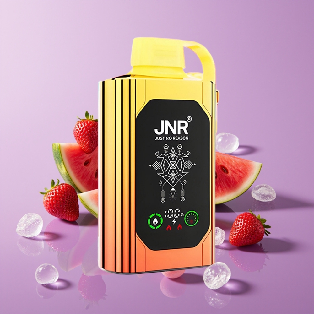 JNR Shisha Hookah Box 20500 نفخة - شاشة HD، 25مل سائل، شحن Type-C، بطارية 1000مللي أمبير - بطيخ فراولة علكة
