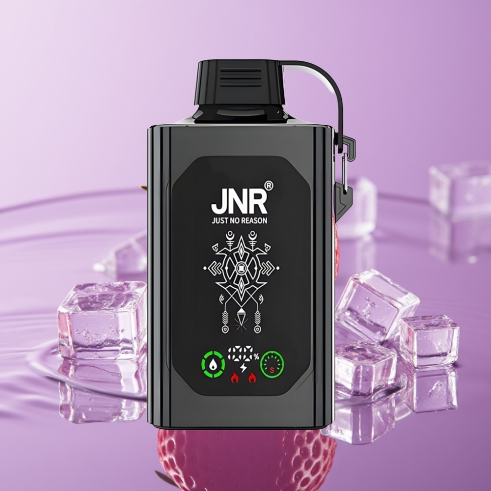 JNR Shisha Hookah Box 20500 نفخة - فراولة آيس، شاشة HD، 25مل، شحن سريع Type-C
